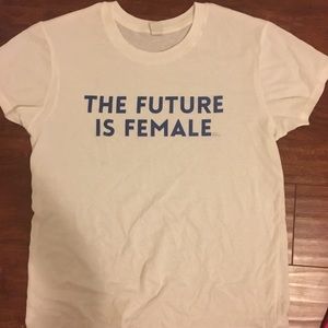 The future is female white tee